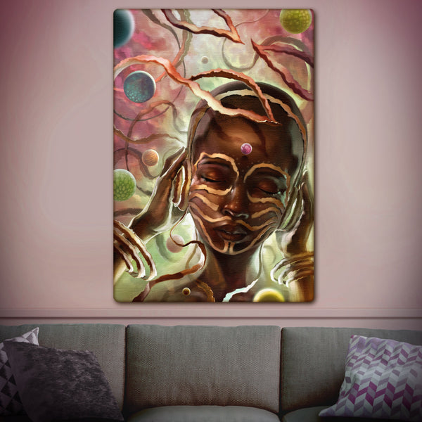 Zulu | Tribal Thoughts (girl) - Art by JahbuPremium Canvas